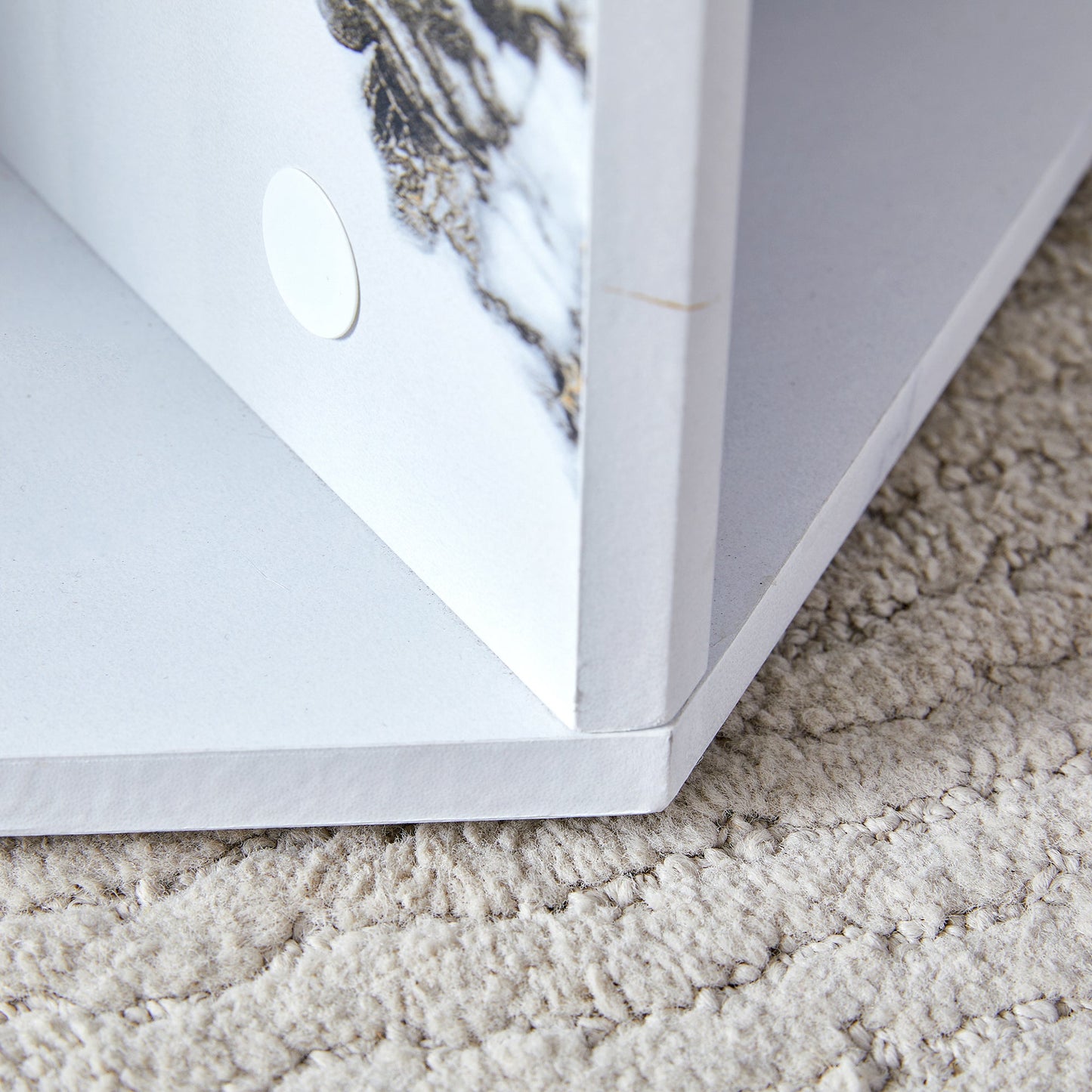 Hexagonal MDF coffee table, characteristic pattern stickers,