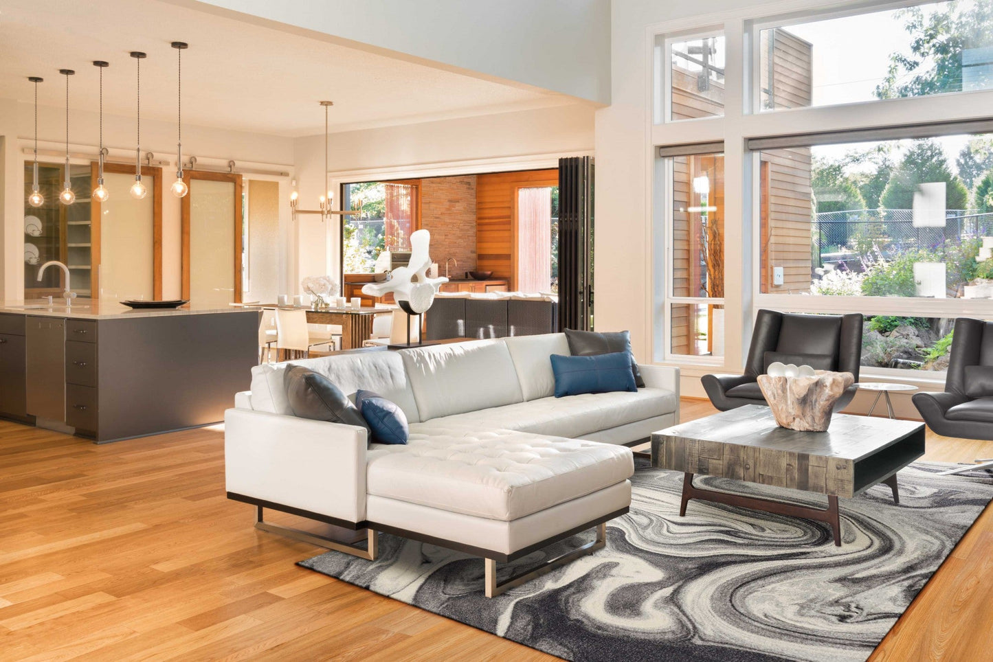 3inchesx5inches Grey Black Machine Woven Marble Indoor Area Rug