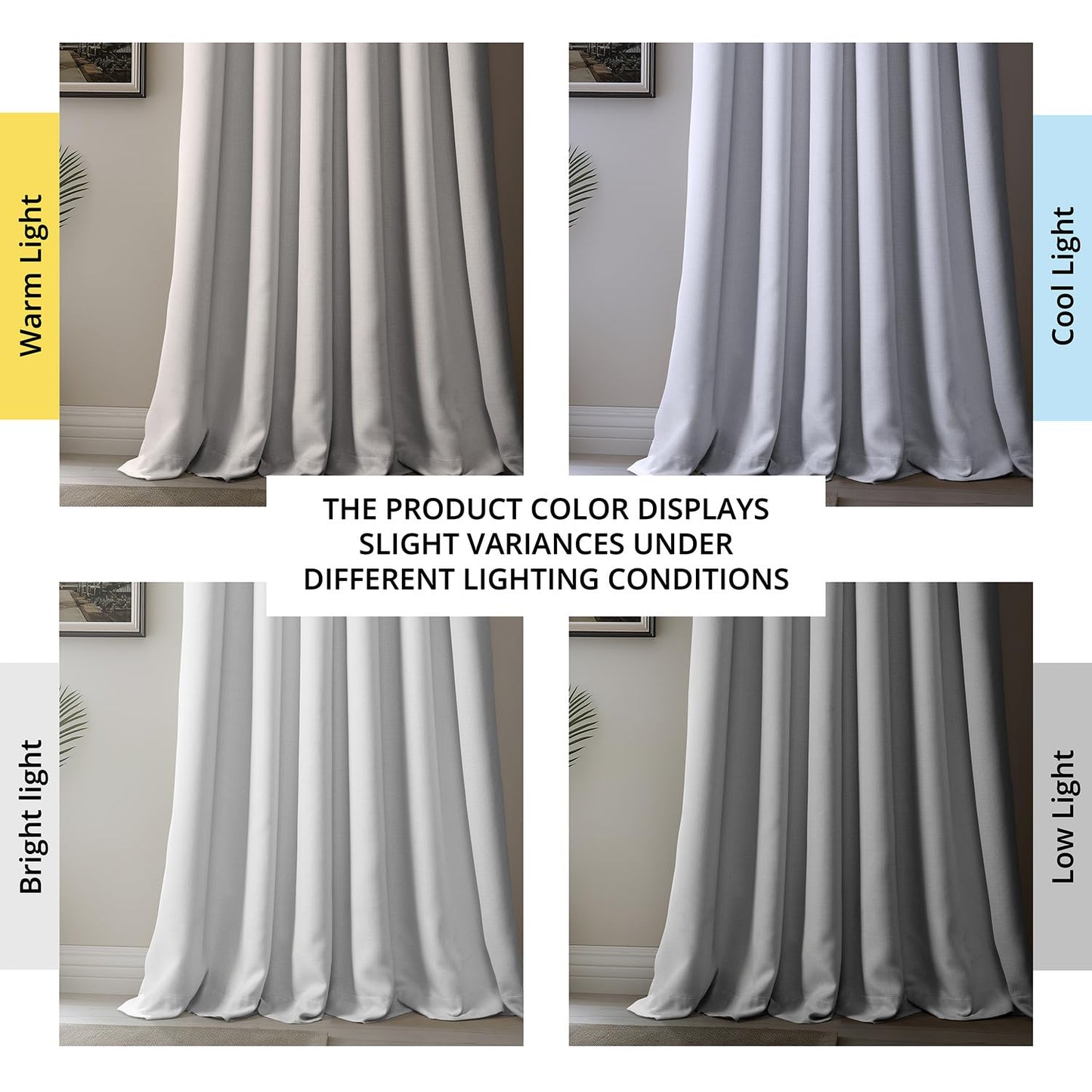 Faux Linen Room Darkening Curtains - 1 Panel, 50W X 96L, Color Oyster